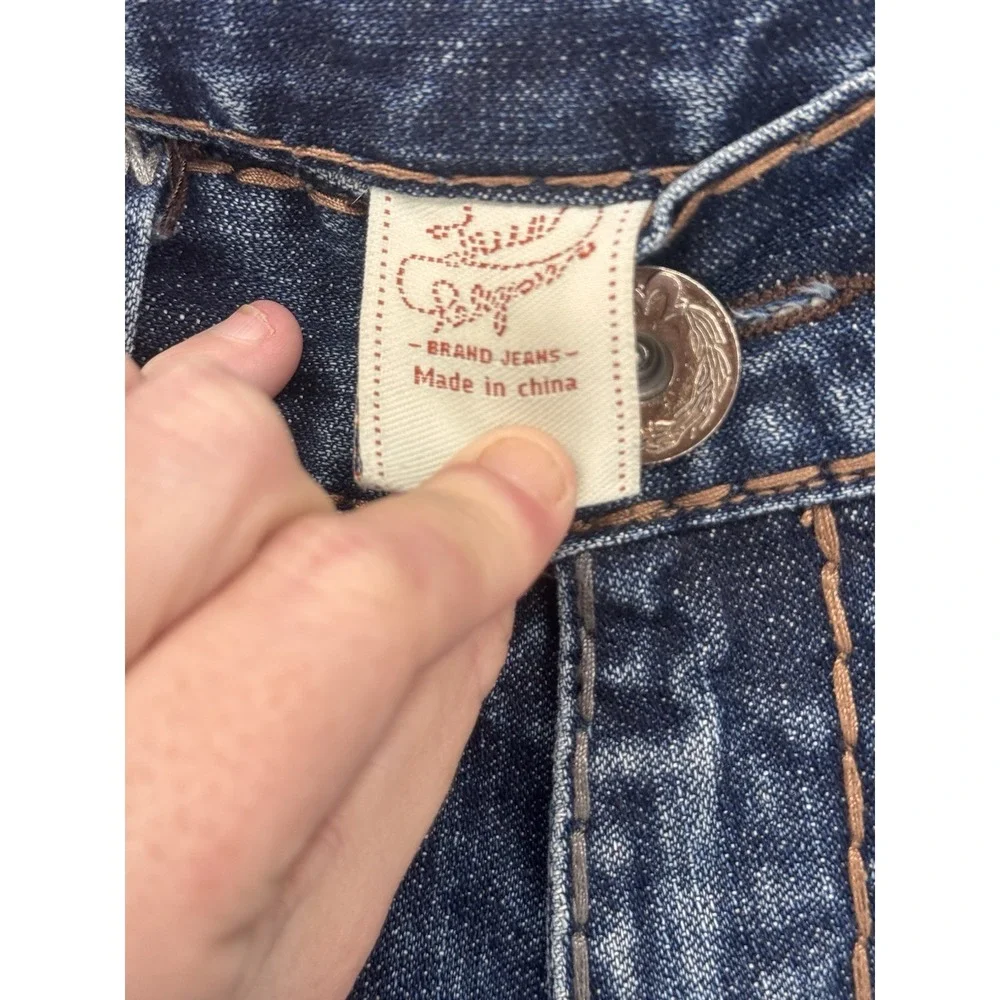 True Religion Section‎ Straight Super QT Contrast Stitch Blue Jeans Mens 36